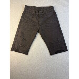 Decibel Mens Distressed Denim Shorts Black Ripped Frayed Hem Size 30